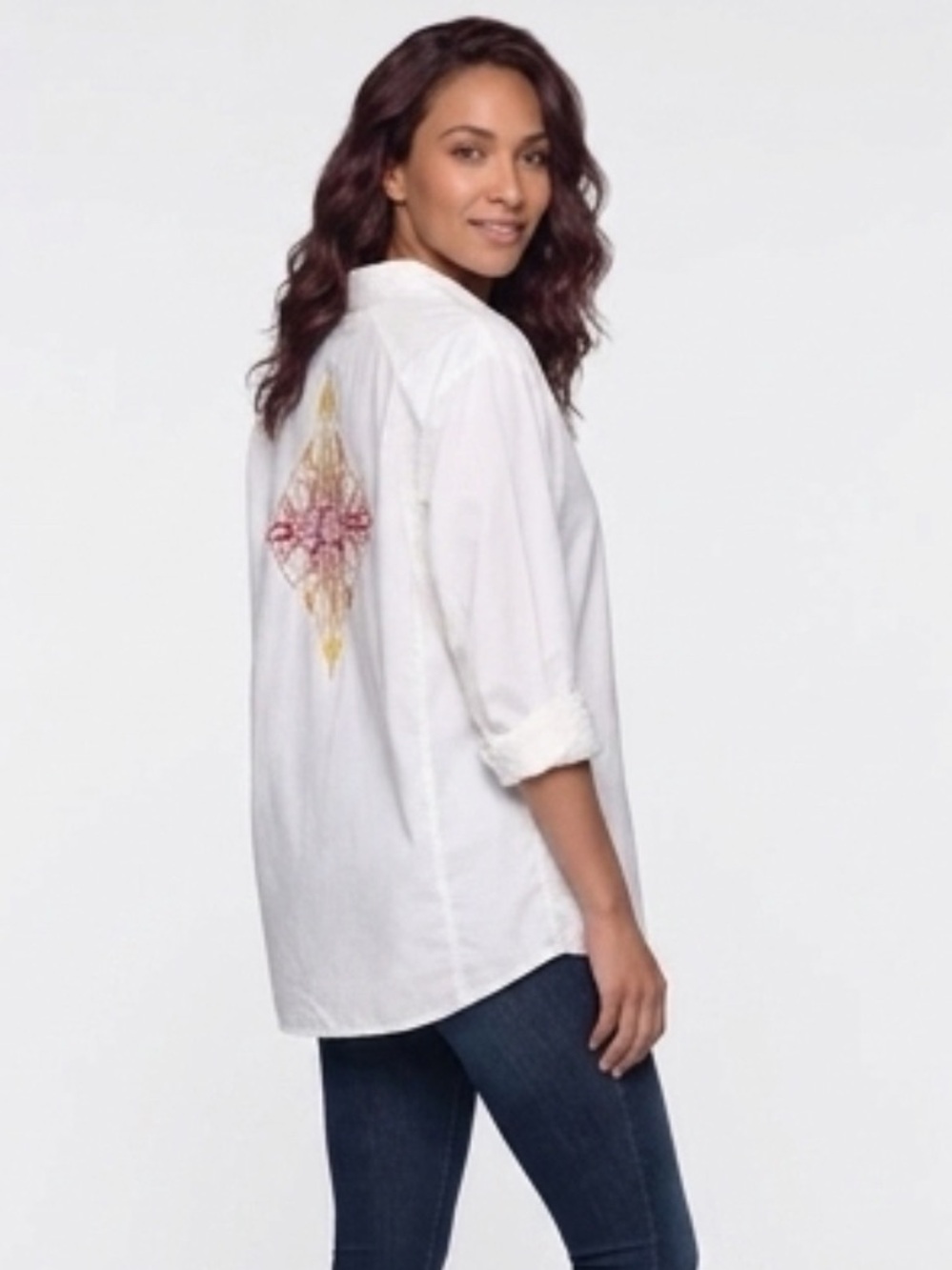 Harley-Davidson Motorcycles Cotton Button Down, Graphic w/crystals, white , 2W - Picture 3 of 16